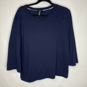 Jones New York Navy Blue Sweatshirt Grommets Sz XL